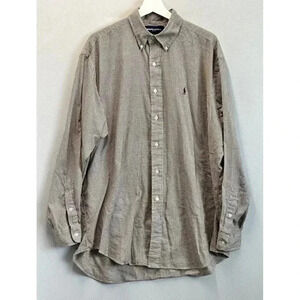 Vintage 90s Ralph Lauren‎ Golf Men's Large Button Down Brown Plaid Tilden Shirt